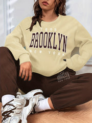 Casual Block Two piece Set Letter Print Sweatshirt & Sporty Jogger Pants