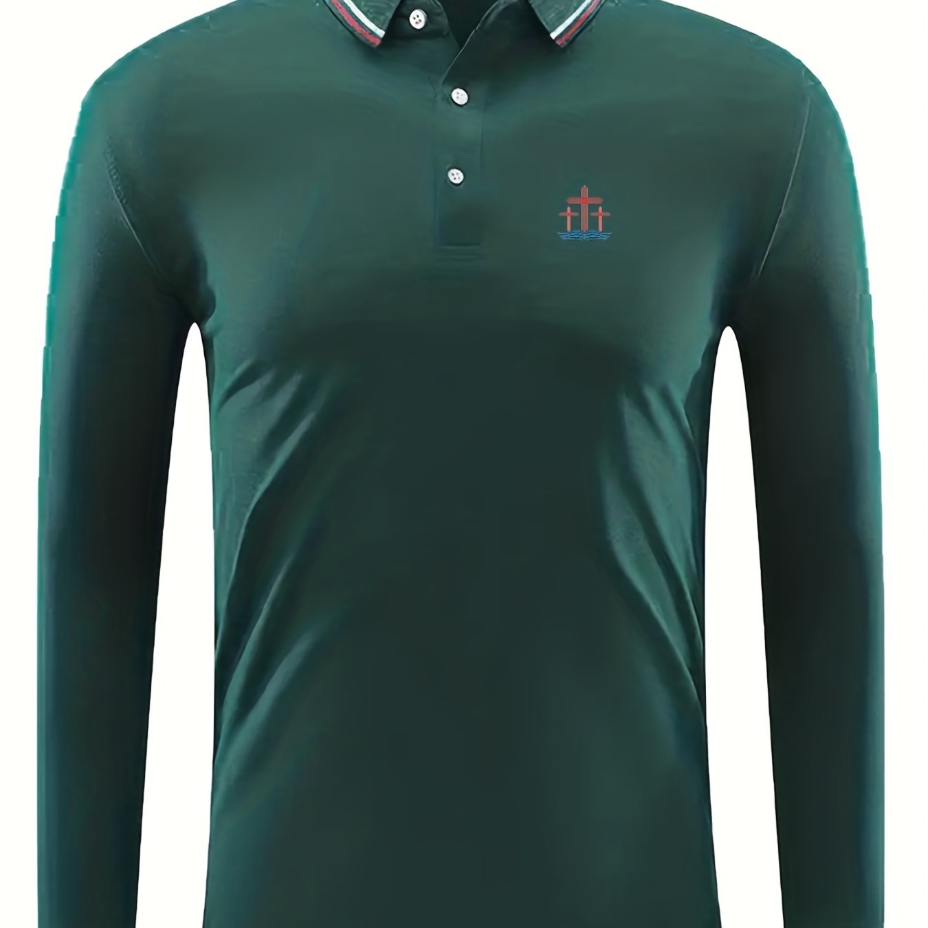 Men's Cross Print Long Sleeve Shirt Casual Stretch Button Up Top