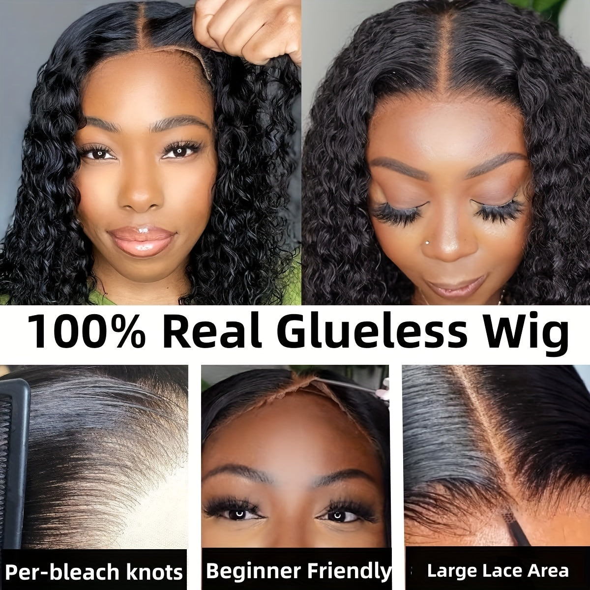 Deep Curly Lace Front Wigs Human Hair Wig Kinky Curly Glueless