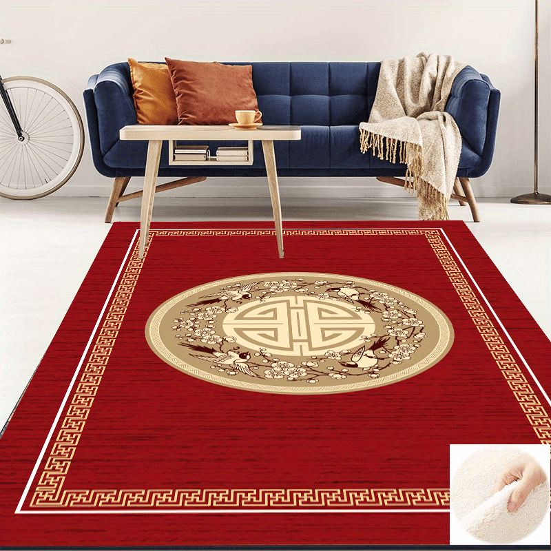 Fluffy Faux Wool Area Rug Non-slip Vintage Oriental Large Carpet