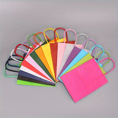 10pcs Colorful Candy Paper Bags Leather Tote Takeaway Gift Bags