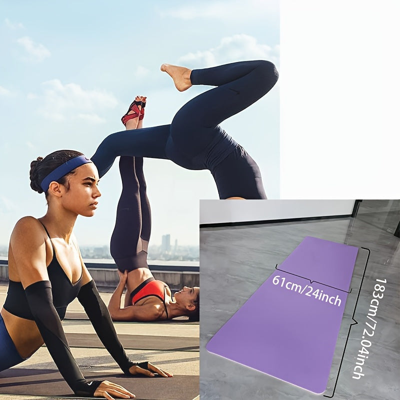 TPE Non-slip Yoga Mat 183x61x0.6cm Double Layer Fitness Mat