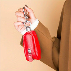 Mini Zipper Car Key Bag Solid Color Portable Storage Bag