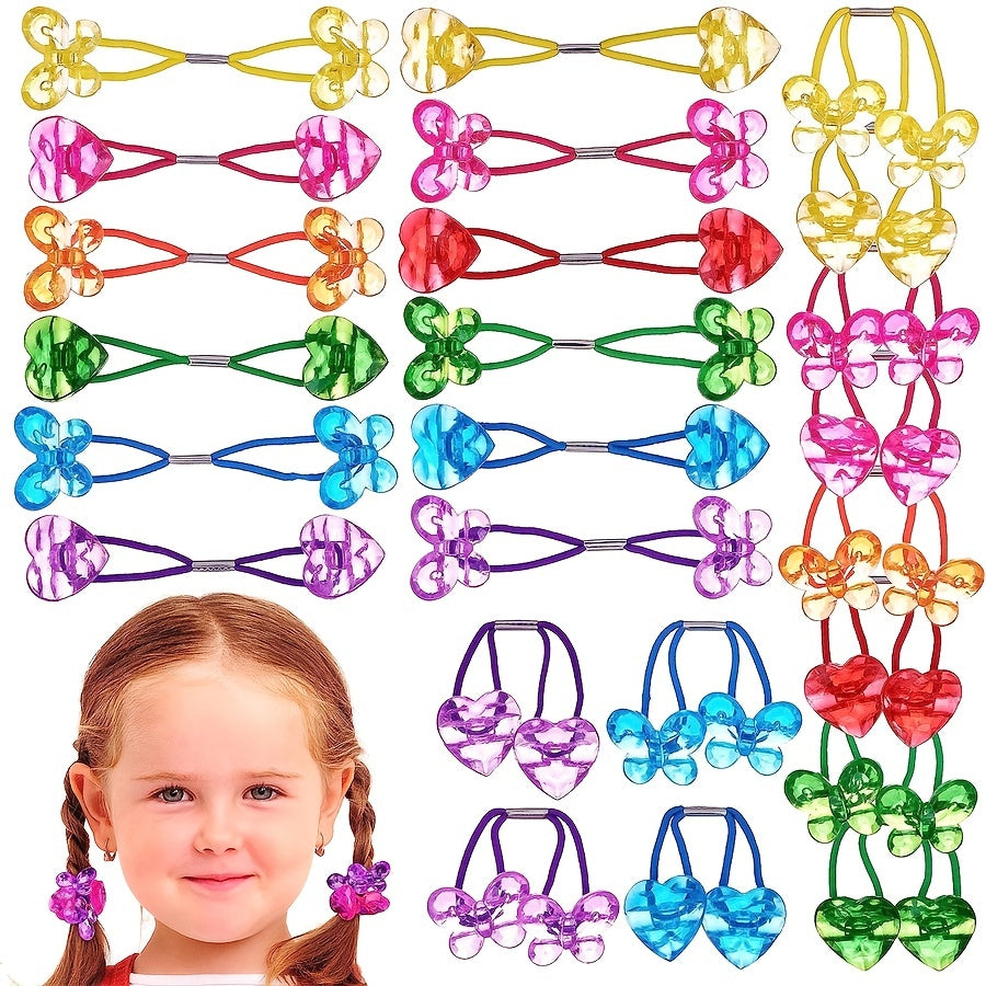 Double Flower Bow Heart Headbands Ponytail Holders for Girls