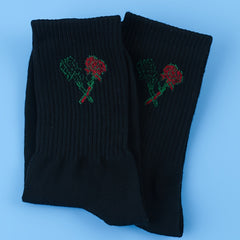 3 Pairs Floral Print Socks Women's Mid Tube Stockings