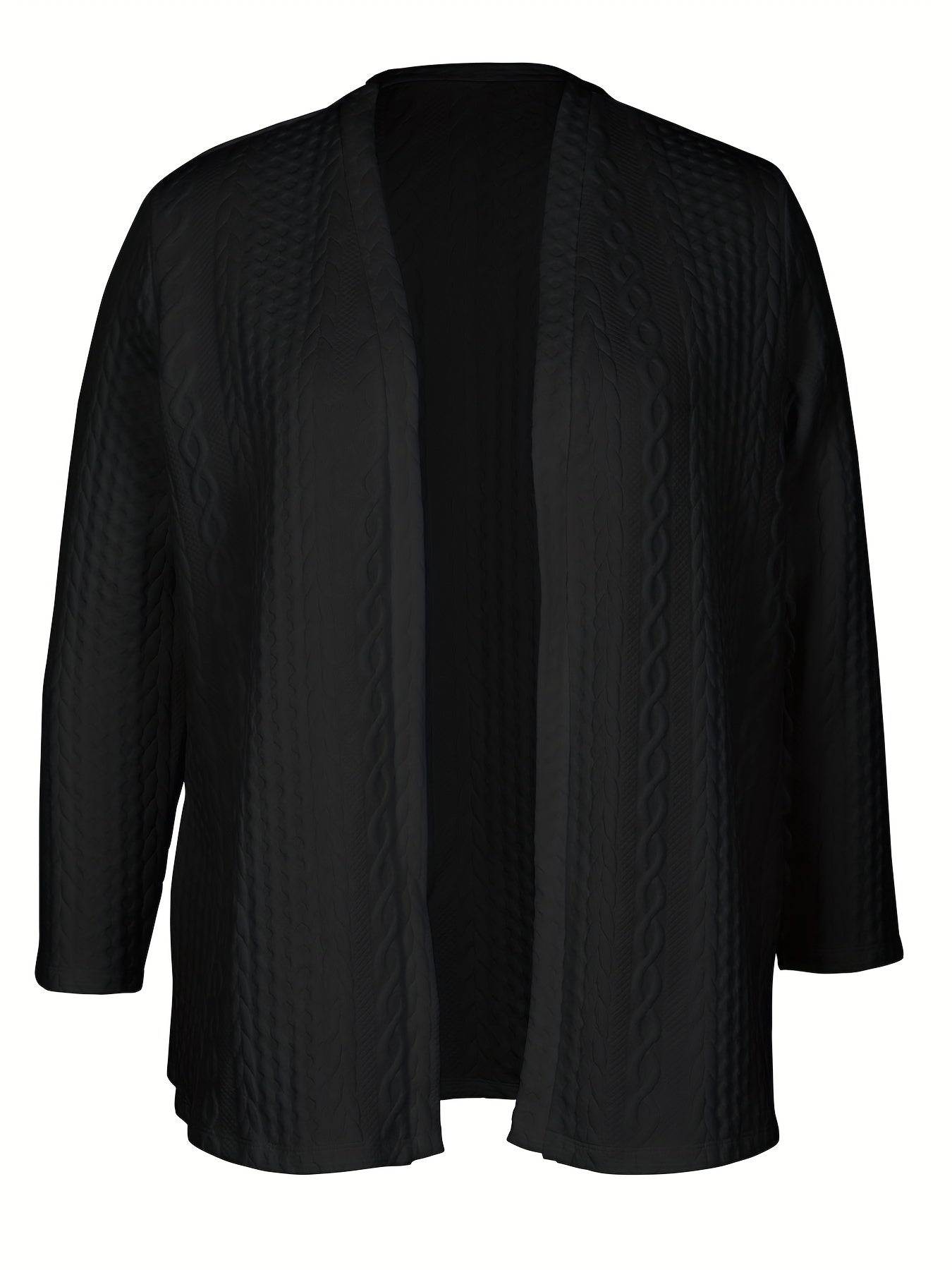 Solid Cable Knit Long Sleeve Open Front Warm Cardigan