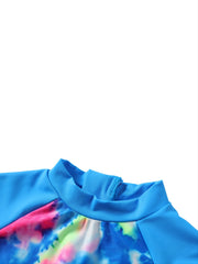 Girls Tie Dye Long Sleeve Swimwear One Piece