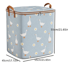 Daisy & Goose Pattern Storage Box Lightweight Zipper Organizer