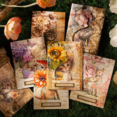 30pcs Cat Collage Paper Pack Garden Cat Series Floral Decoration