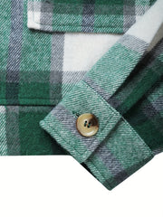 Plaid Print Button Front Jacket Outerwear Women's Clothing