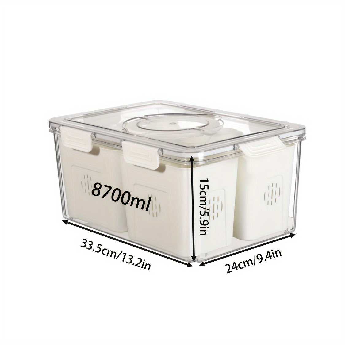 Kitchen Storage Box for Vegetables and Fruits, Fresh-keeping, Sub-grid Drain Box
