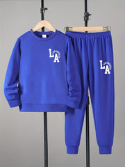 LOS ANGELES Boy's 2pcs Sweatshirt & Sweatpants Set Spring Fall