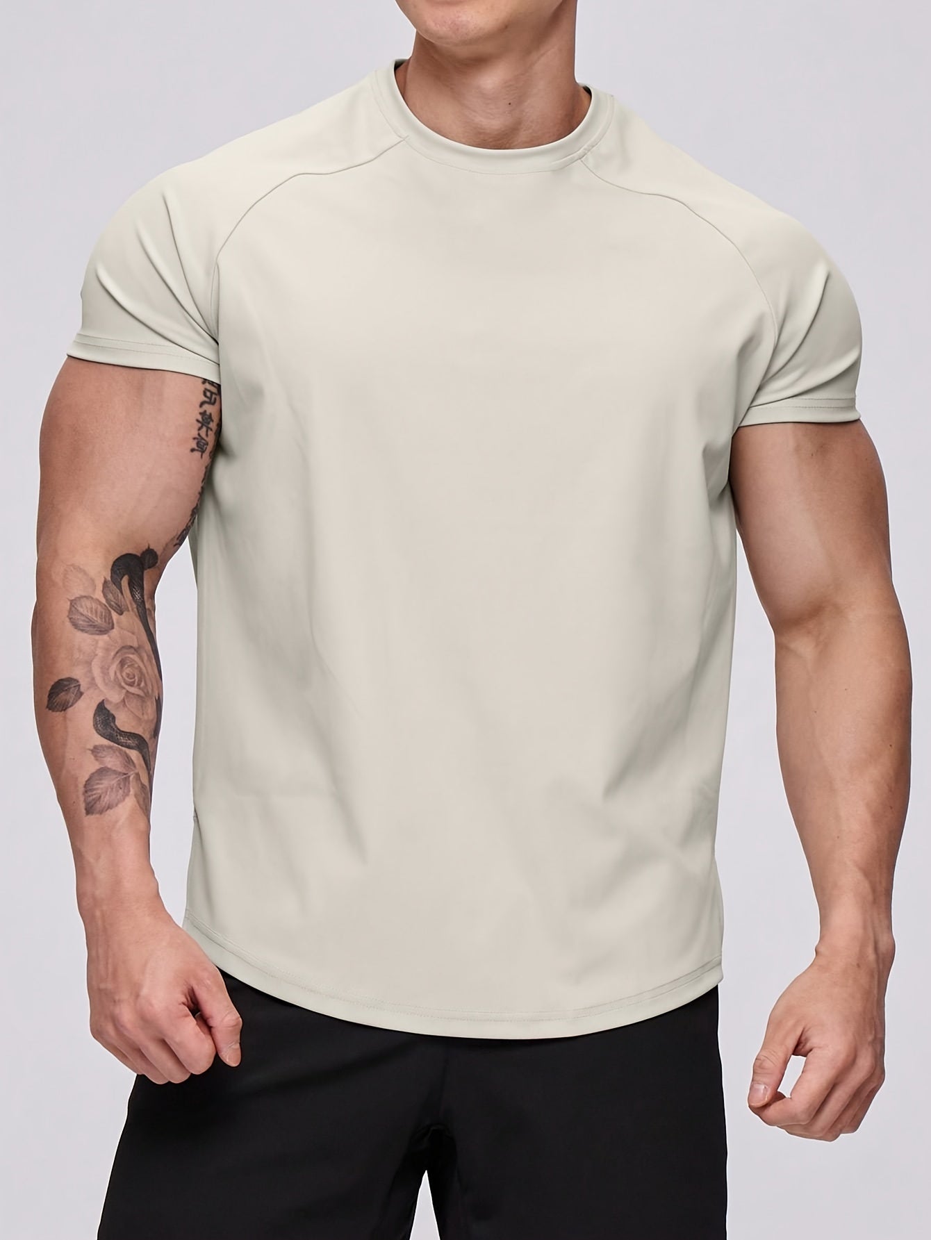 Men's Stretch Round Neck Tee Shirt Summer Casual Sports T-shirt
