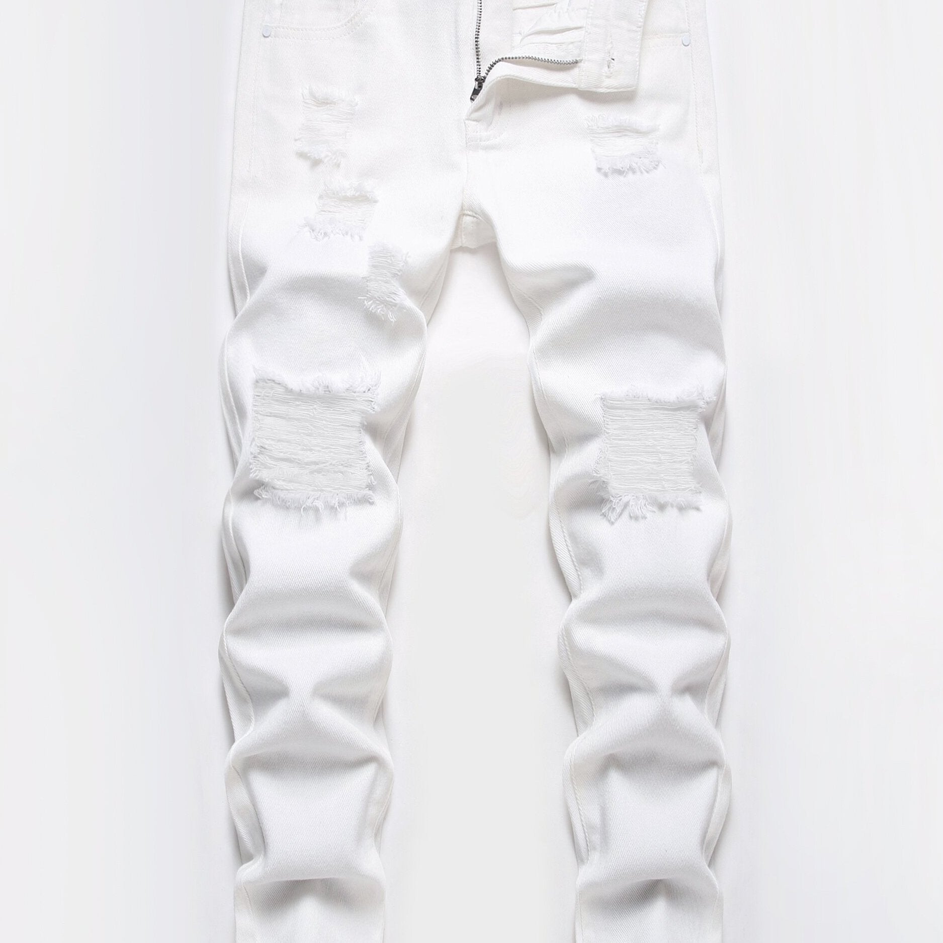 Boys Skinny Fit Jeans Washed Ripped Denim Pants Kids Clothes