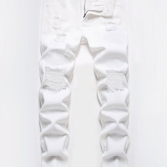 Boys Skinny Fit Jeans Washed Ripped Denim Pants Kids Clothes