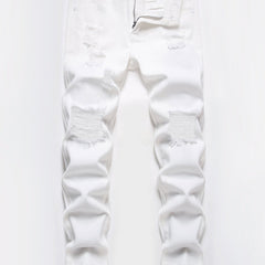 Boys Skinny Fit Jeans Washed Ripped Denim Pants Kids Clothes