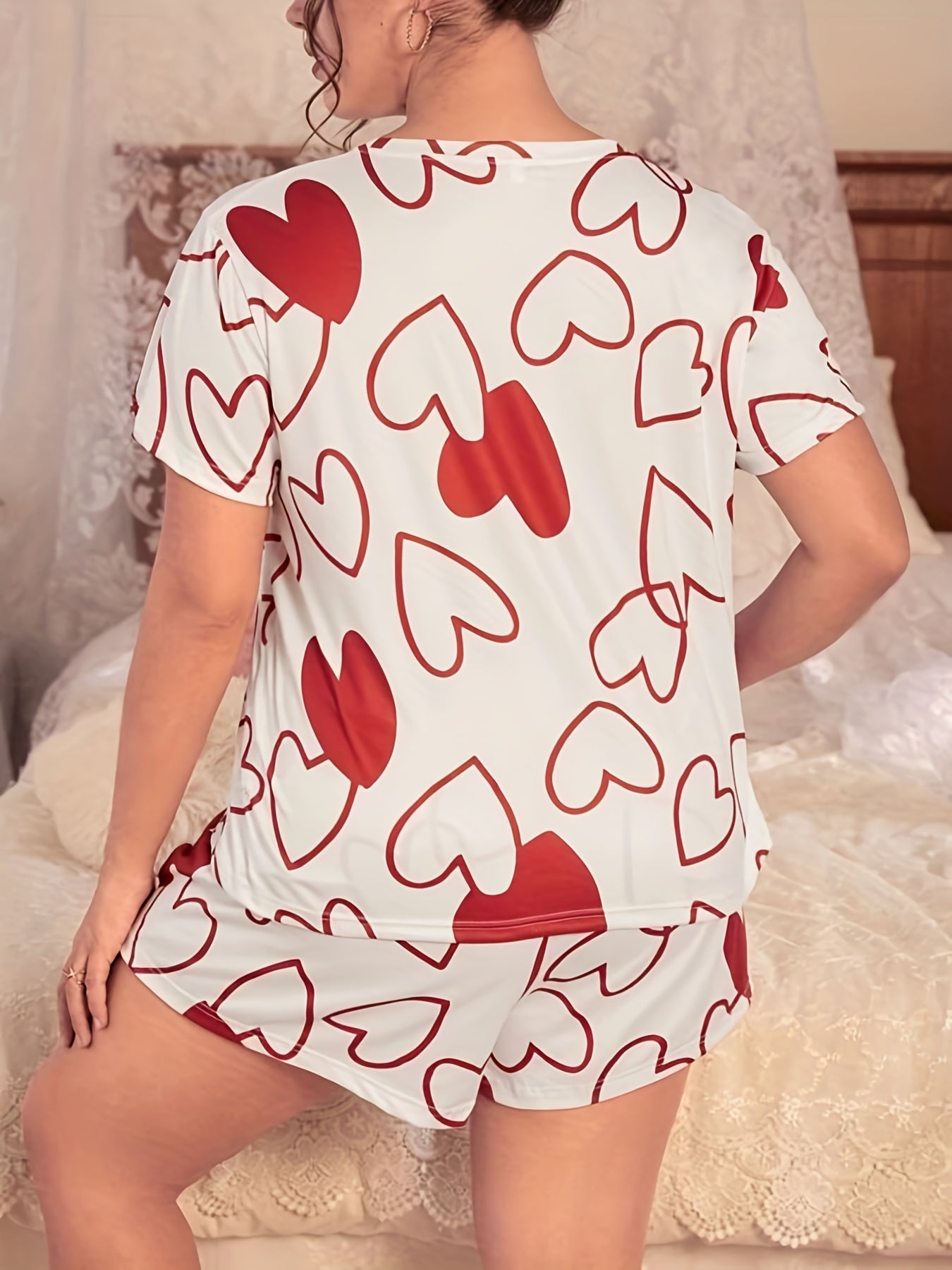 Heart Print Tee & Shorts Set