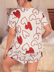 Heart Print Tee & Shorts Set