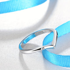 925 Sterling Silver V Ring with Cubic Zirconia | V Symbol Victory | Girls Gift