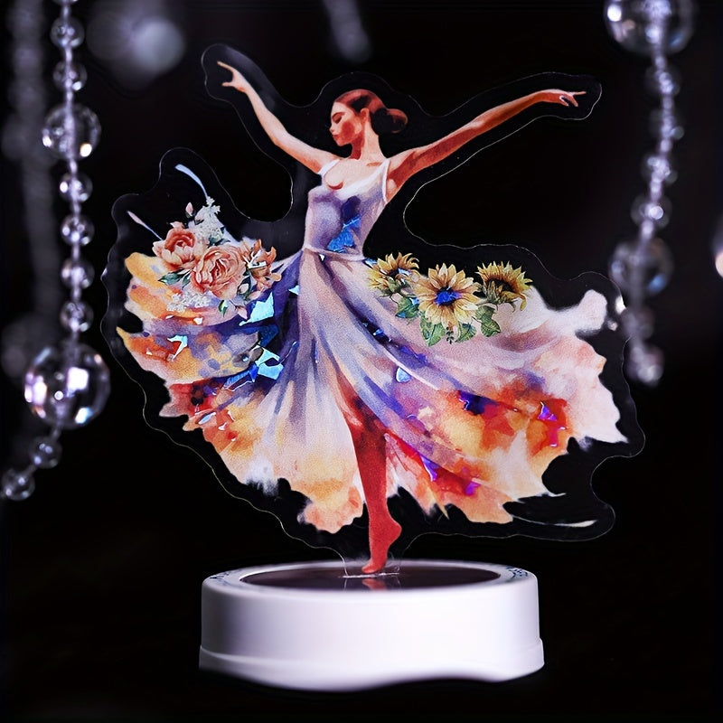 10pcs Ballet Theme PET Stickers 9.3x9In Dance Decoration Glossy Diary Material