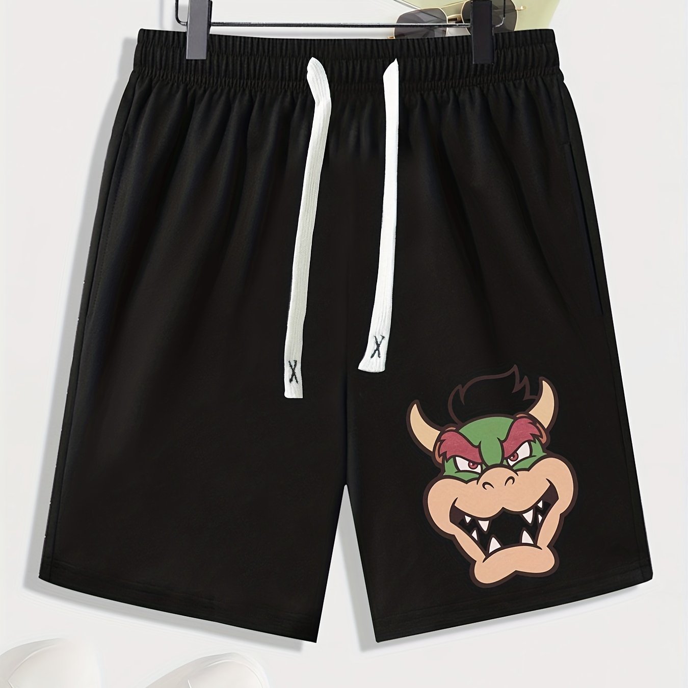 Cartoon Bull Print Men's Loose Drawstring Shorts