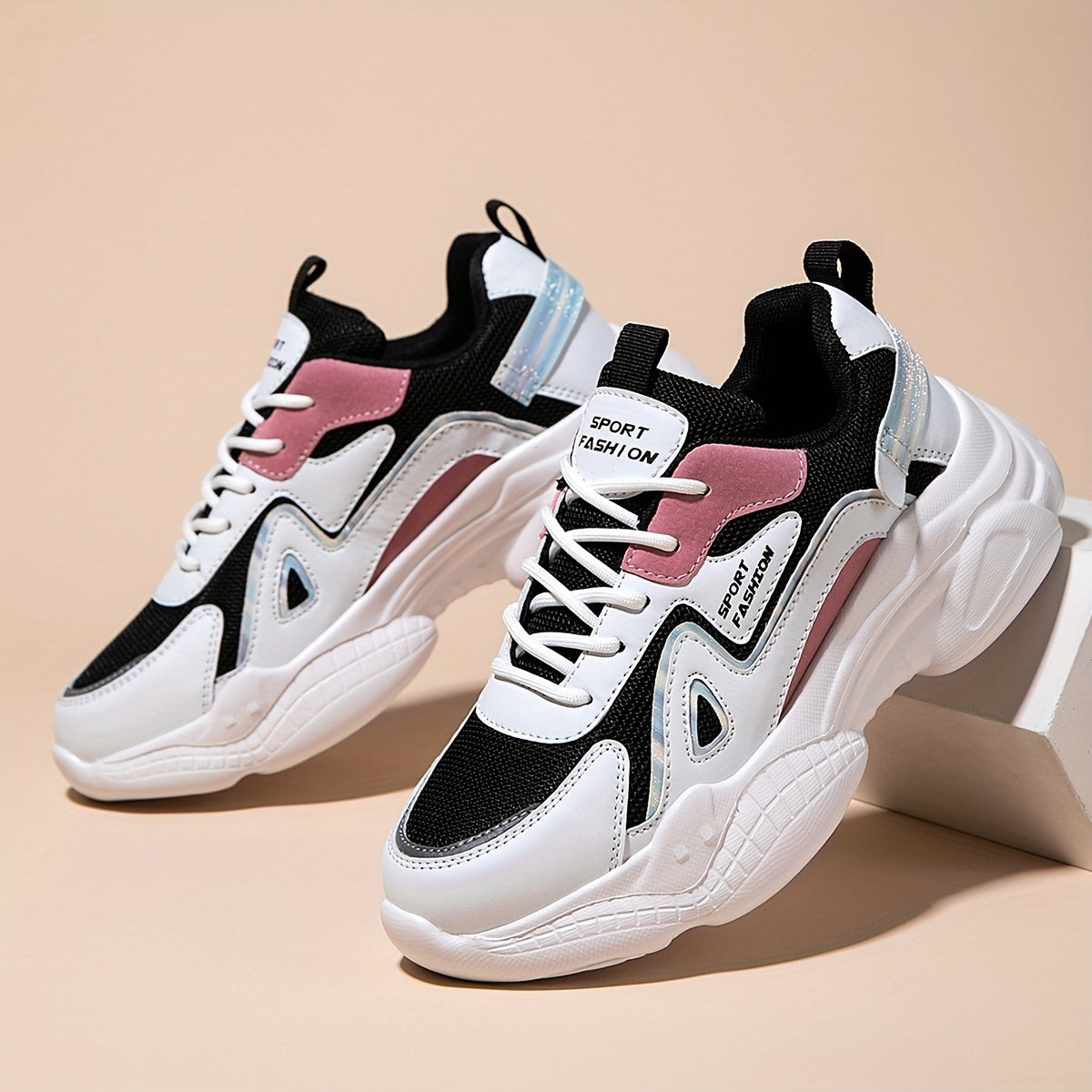 Women's Chunky Heel Sneakers Casual Wear Resistance