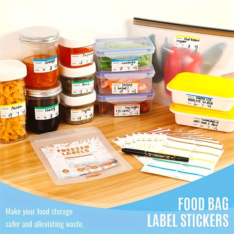 200 Colorful Refrigerator Label Stickers - Food Storage, Removable, Meal Labels