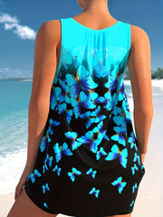 Modest Tankini Set Animal Print Tie Front Cami Top & Shorts