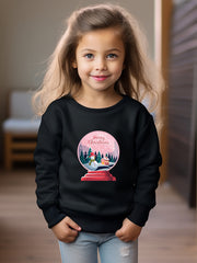 Christmas Print Girls Sweatshirt Crew Neck Pullover