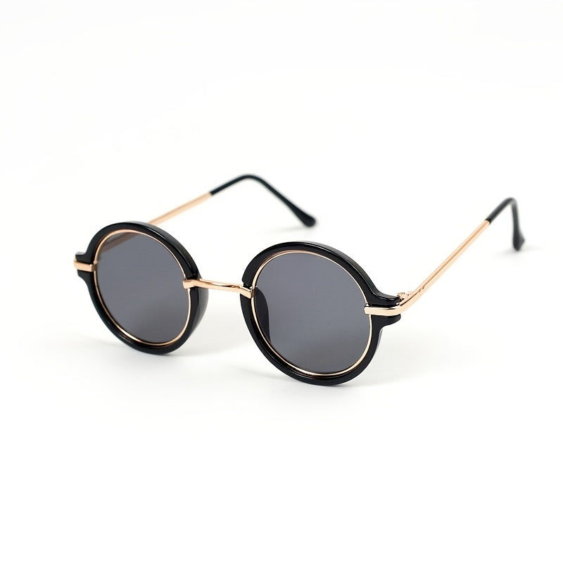 Children's Vintage Round Frame Sunglasses Metal Temple PC Frame
