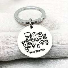 Best Teacher Pendant Necklace & Key Chains Set for Kids - Teacher's Gift