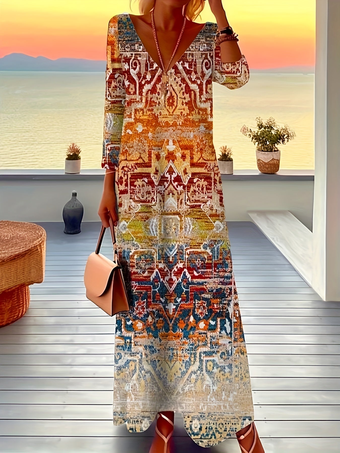 Retro Dress Women's Plus Maxi Dress