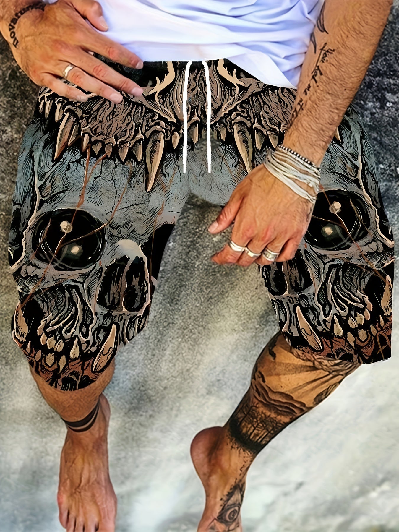 Men's Skull Graphic Shorts - Casual Summer Outfit