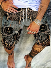 Men's Skull Graphic Shorts - Casual Summer Outfit