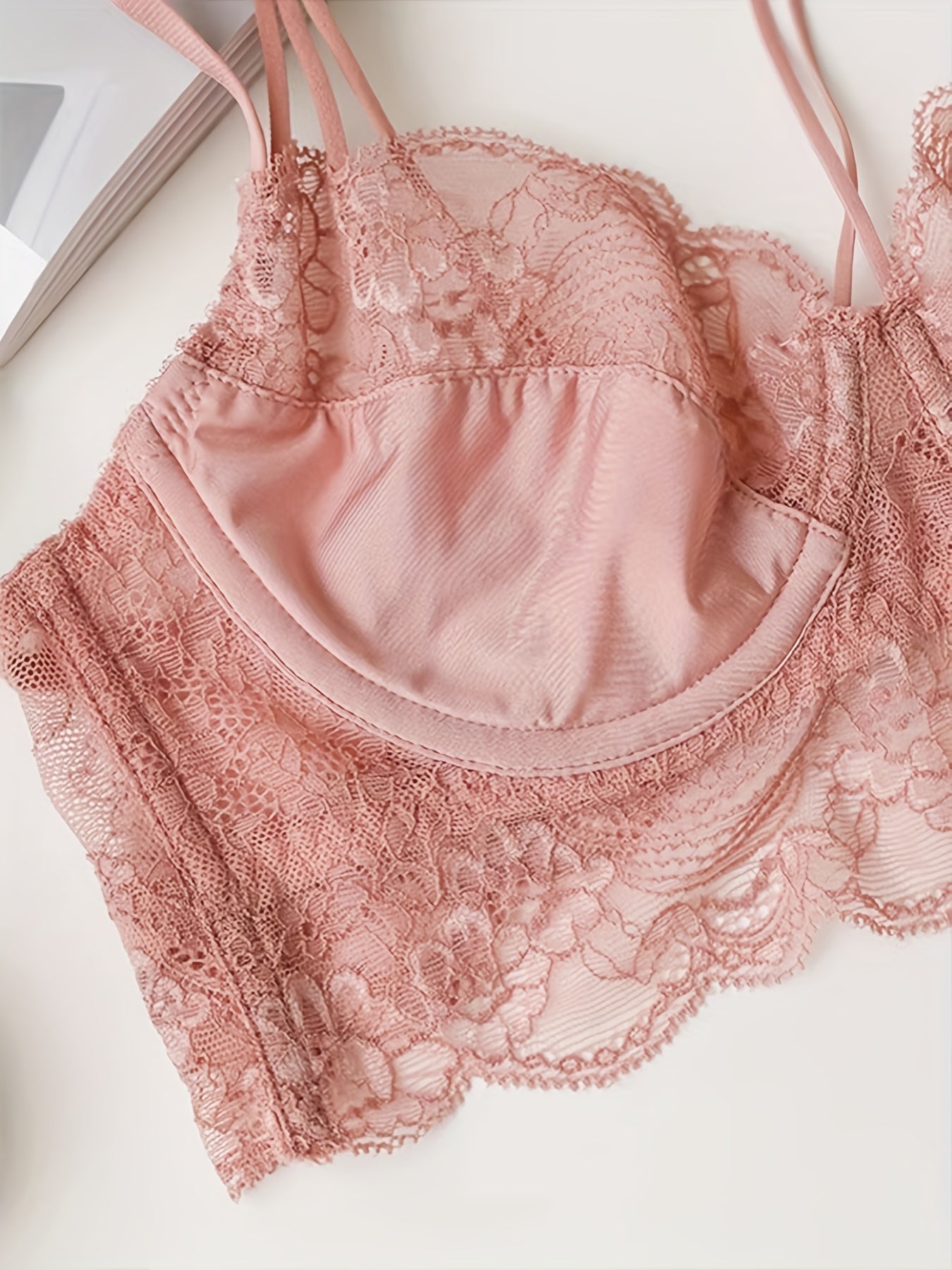 Push Up Lace Stitching Bra Hollow Out Trim Women's Lingerie