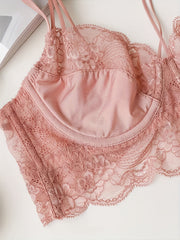 Push Up Lace Stitching Bra Hollow Out Trim Women's Lingerie
