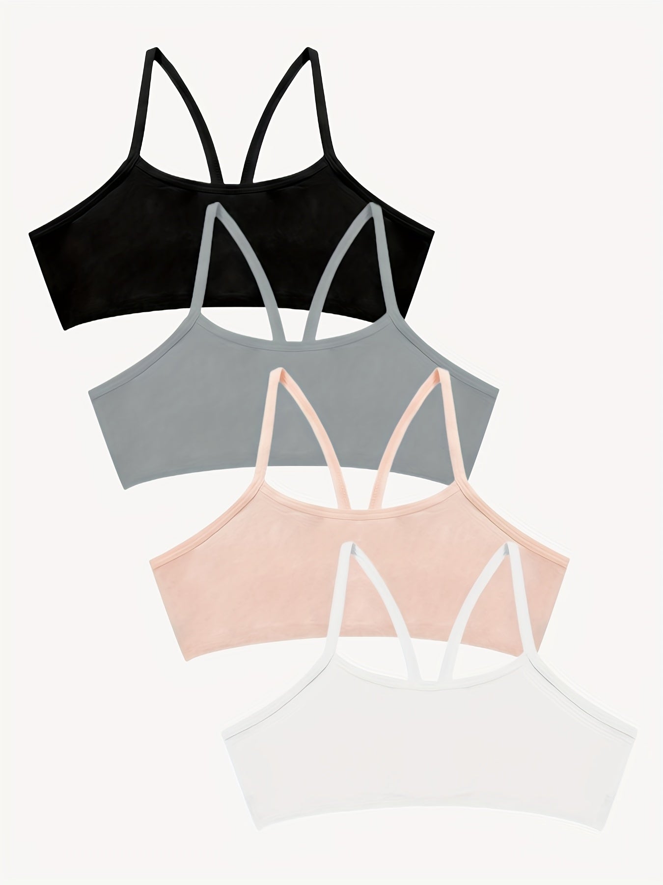 4pcs Girls Training Bras Stretchy Sports Bralette Sleeveless Crop Tank Tops