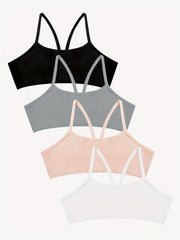 4pcs Girls Training Bras Stretchy Sports Bralette Sleeveless Crop Tank Tops