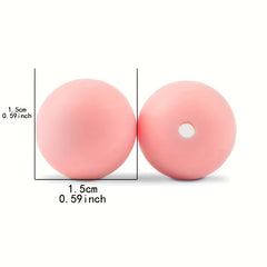 50pcs 15mm Mixed Silicone Plain Beads for Jewelry DIY