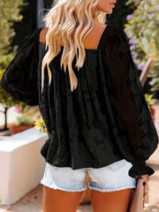 Boho Blouse Women's Plus Floral Print Flounce Sleeve Top