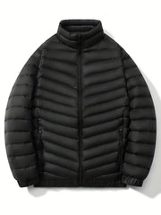 Men's Lightweight Puffer Jacket Solid Standup Collar Coat