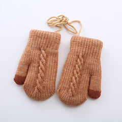 Kids Touch Screen Winter Knitted Gloves Warm Keeping