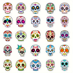50pcs Painted Skull Stickers for Laptop Helmets Water Cup DIY Sticker Pack