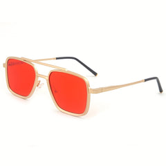 Men's Hip Hop Retro Sunglasses Double Beam Square Frame 100 UV Protection