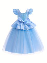 Girls Princess Costume Puff Sleeve Fancy Party Dress Up Set