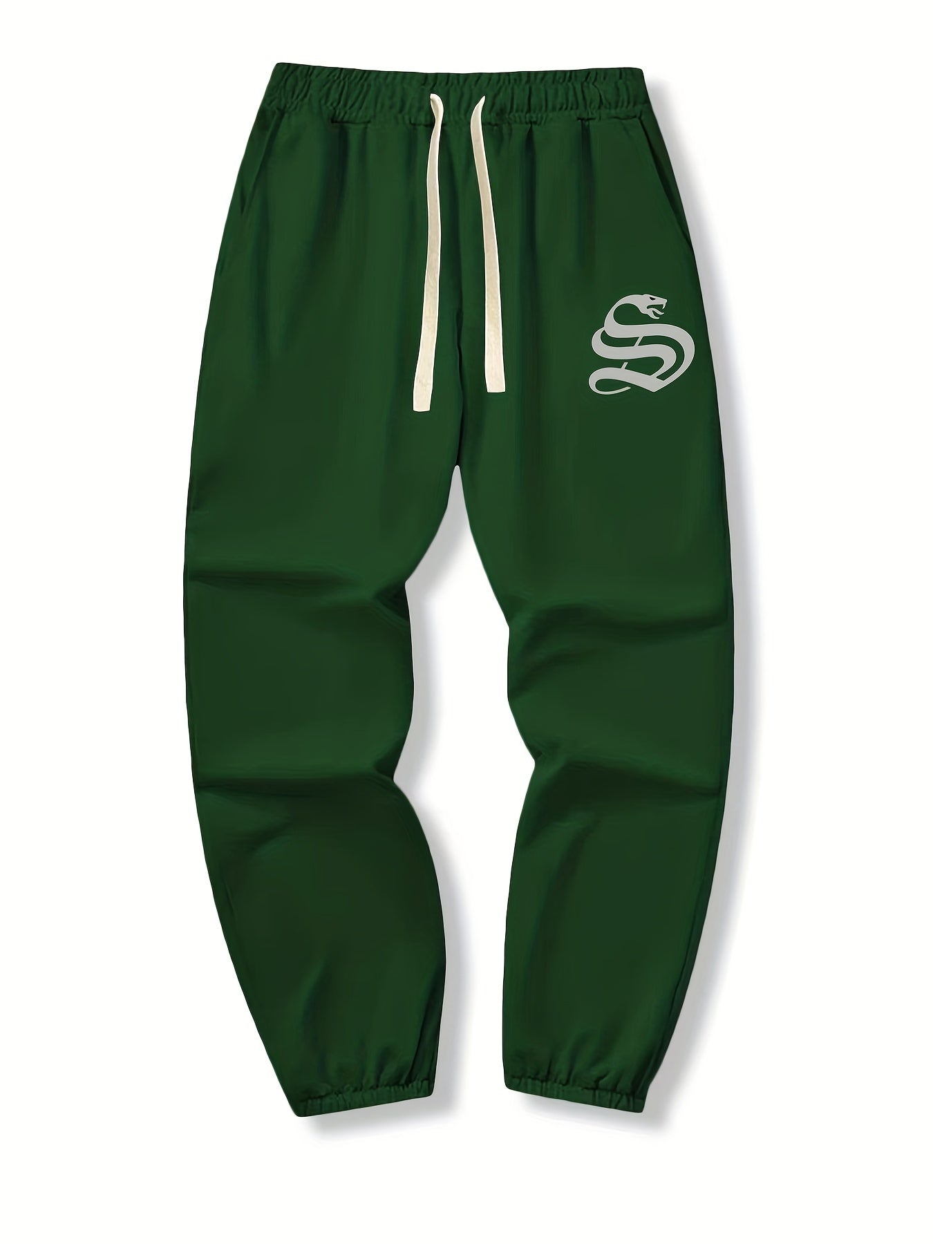 Snake Print Drawstring Sweatpants Loose Fit Pants Men's