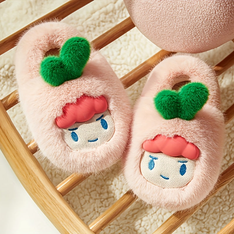 Girls' Cartoon Furry House Shoes Lightweight Non Slip Soft Bottom Walking Shoes