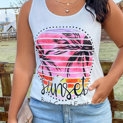 Colorblock Coconut Tree Sunset Tank Top