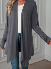 Solid Long Sleeve Open Front Cardigan