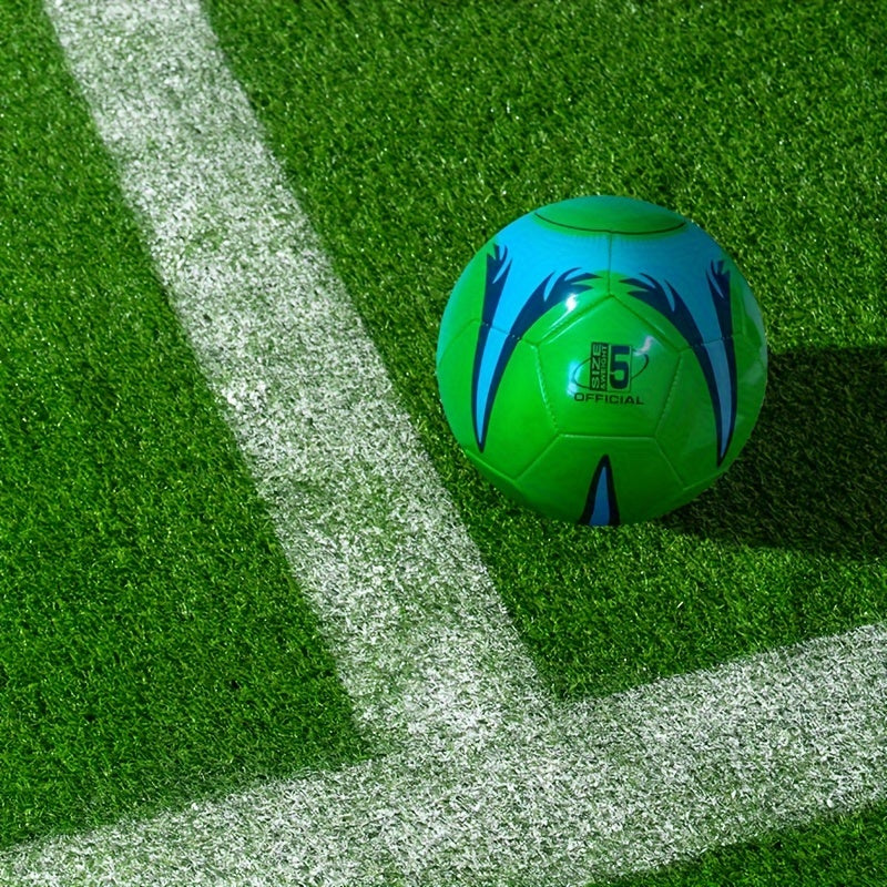 Green Flame No 5 Faux Leather Soccer Ball - Great for Games & Training